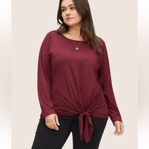 BloomChic Plus Size 2XL Plain Crew Neck Ties T-shirt us18-20